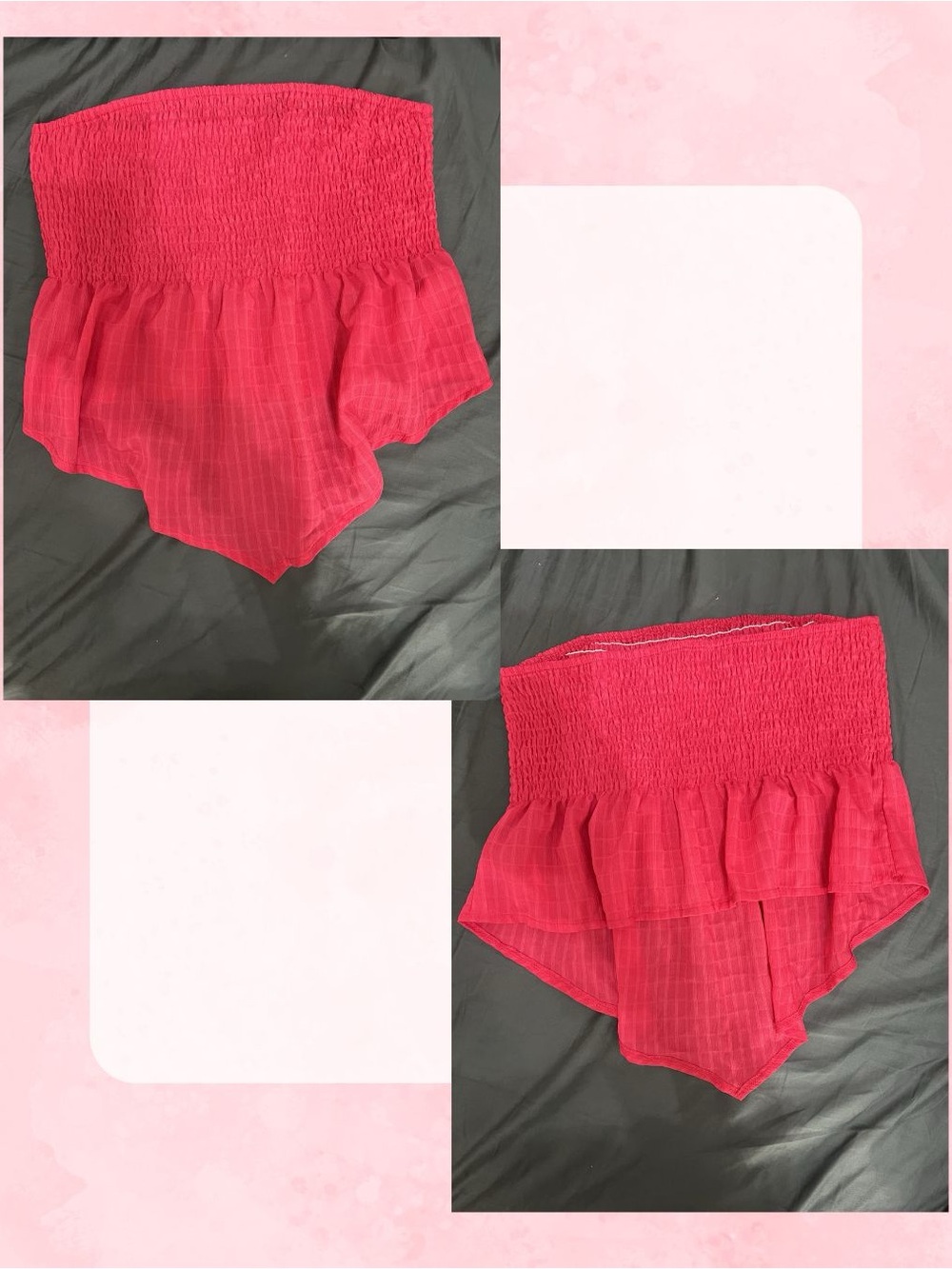 Pink Smocked Ruffle Tube Top